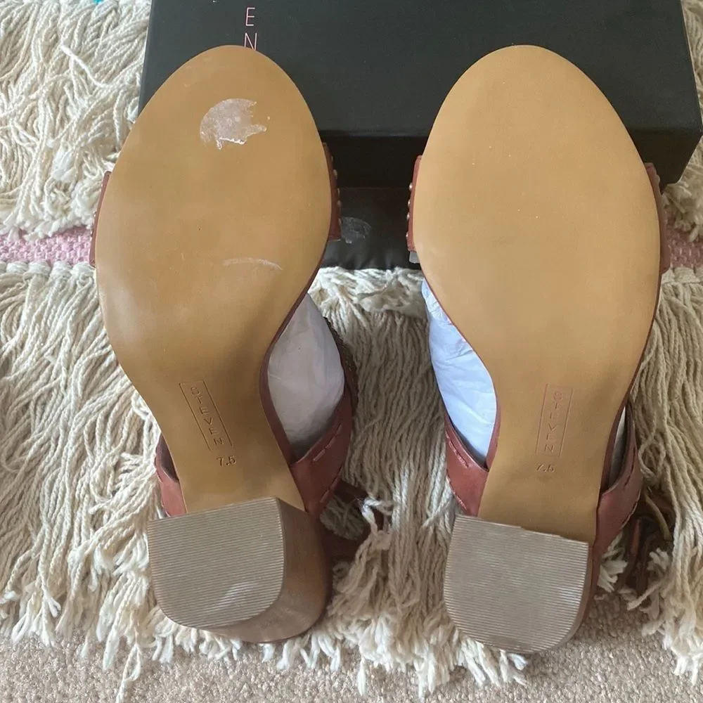 Steven by Steve Madden Carsenn Cognac Studded Leather Heels - Picture 7 of 15